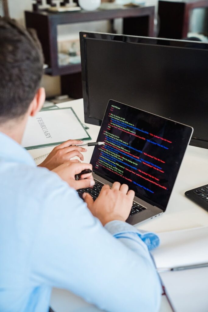 office worker using a computer in an office